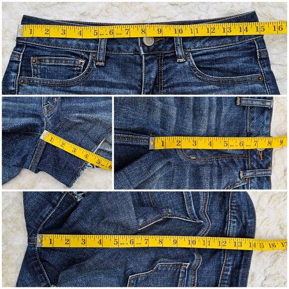 Stretch Denim Cutoff Shorts AEO Shortie Size 6 Dark Wash American Eagle - Picture 4 of 5